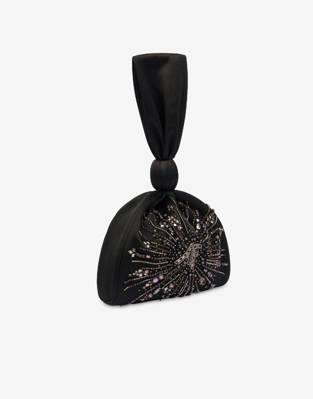 Alberta Ferretti Bucket bag in raso con ricamo perline e strass In Saldo