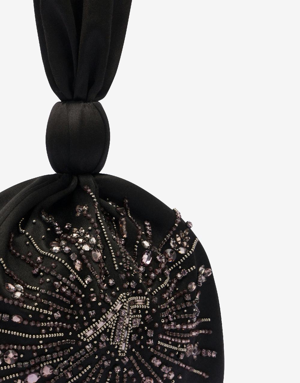 Alberta Ferretti Bucket bag in raso con ricamo perline e strass In Saldo