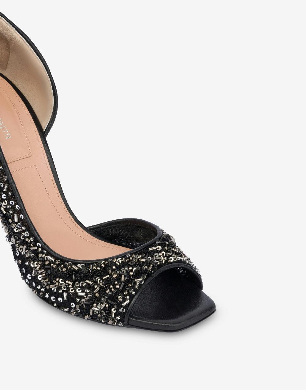 Alberta Ferretti Décolleté d'Orsay in rete con paillettes e perline Nuova