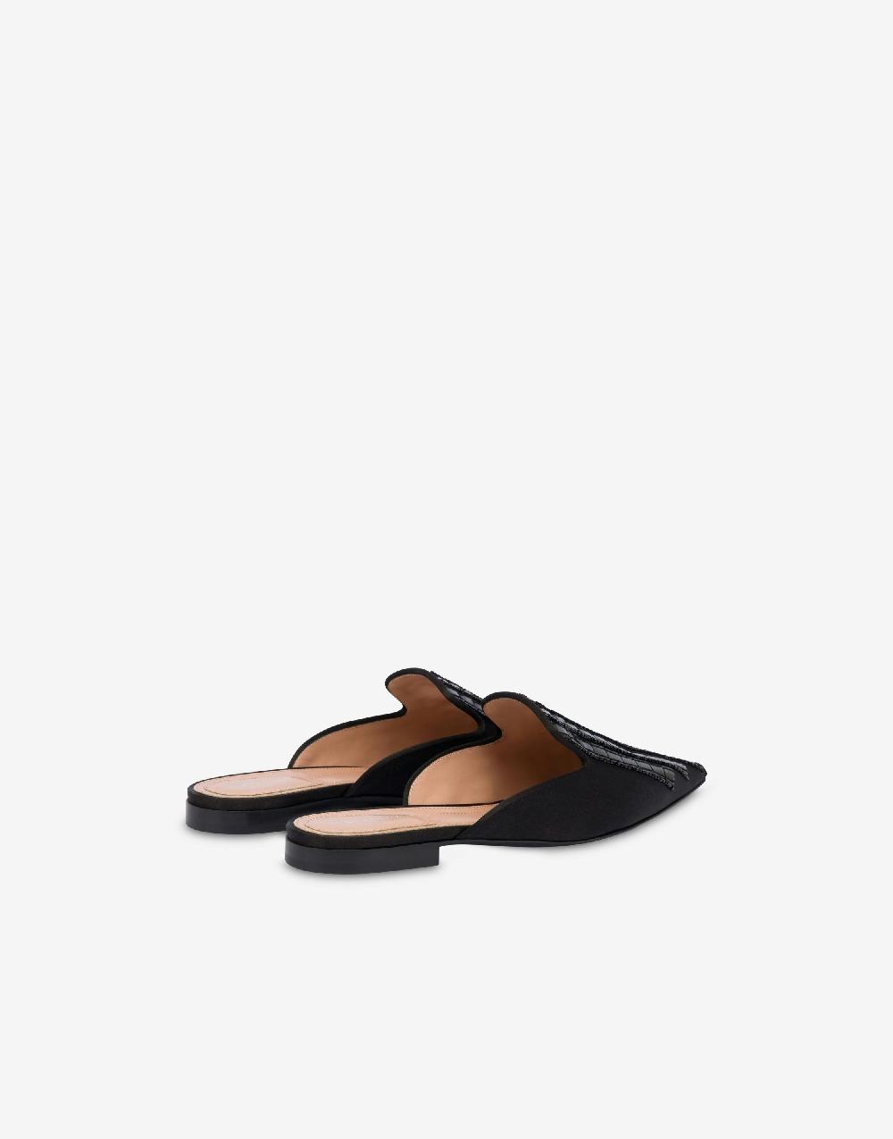 Alberta Ferretti Mia Mule in raso con ricamo effetto gessato Italy