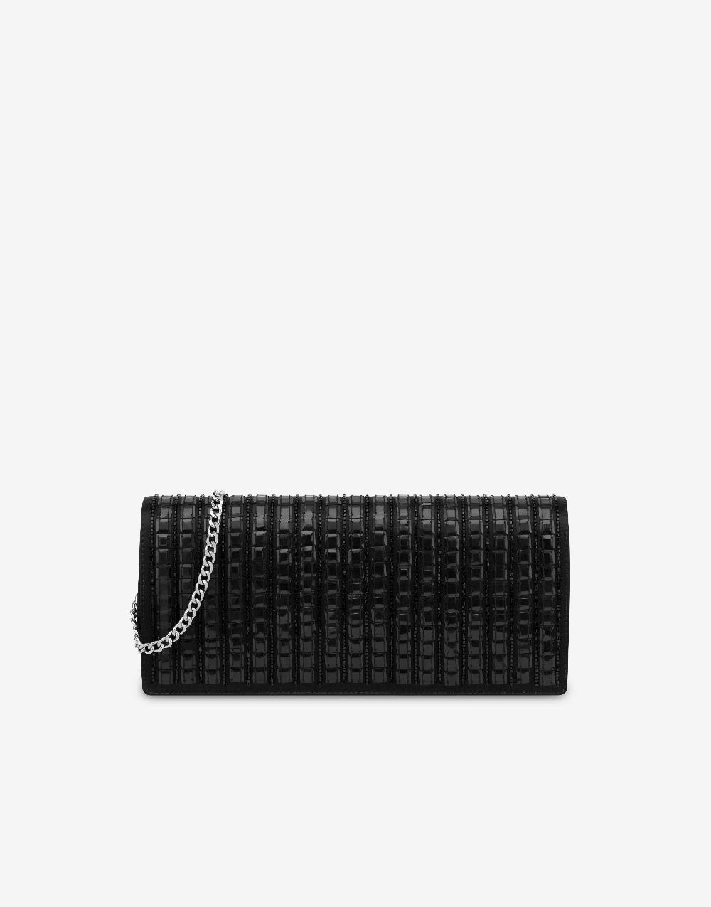 Alberta Ferretti Clutch in raso con ricamo effetto gessato