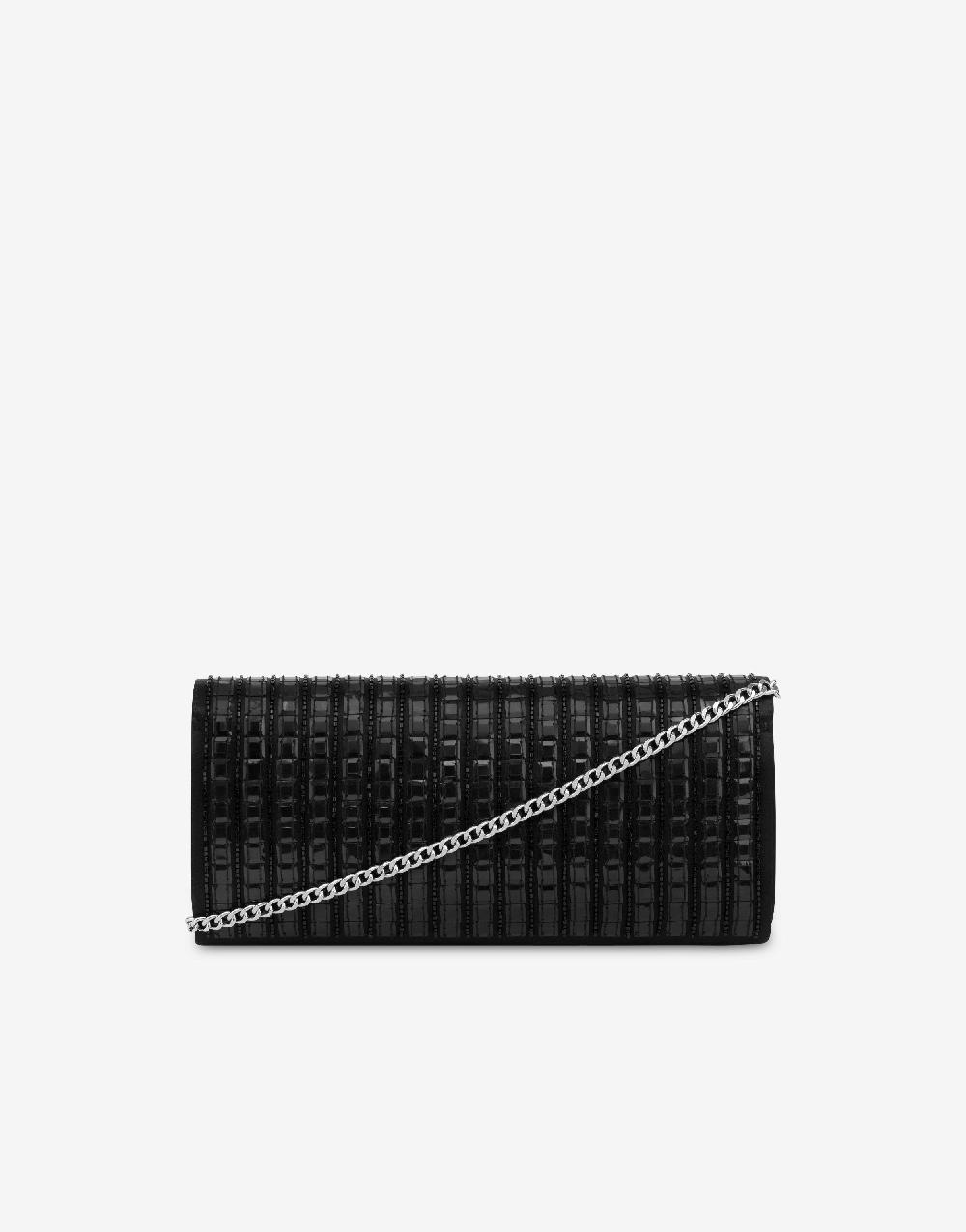 Alberta Ferretti Clutch in raso con ricamo effetto gessato Nuovo