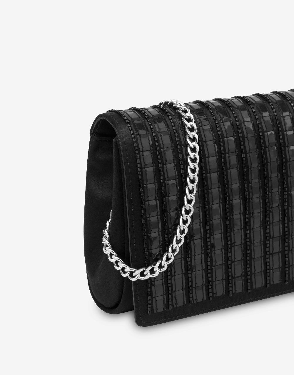 Alberta Ferretti Clutch in raso con ricamo effetto gessato Nuovo