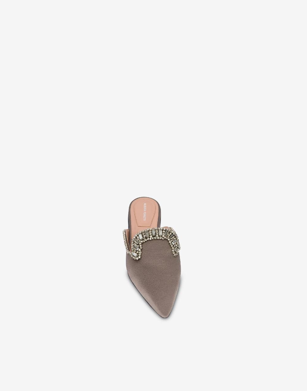 Alberta Ferretti Mia Mule in raso con ricamo effetto gioiello Spedizione Gratuita