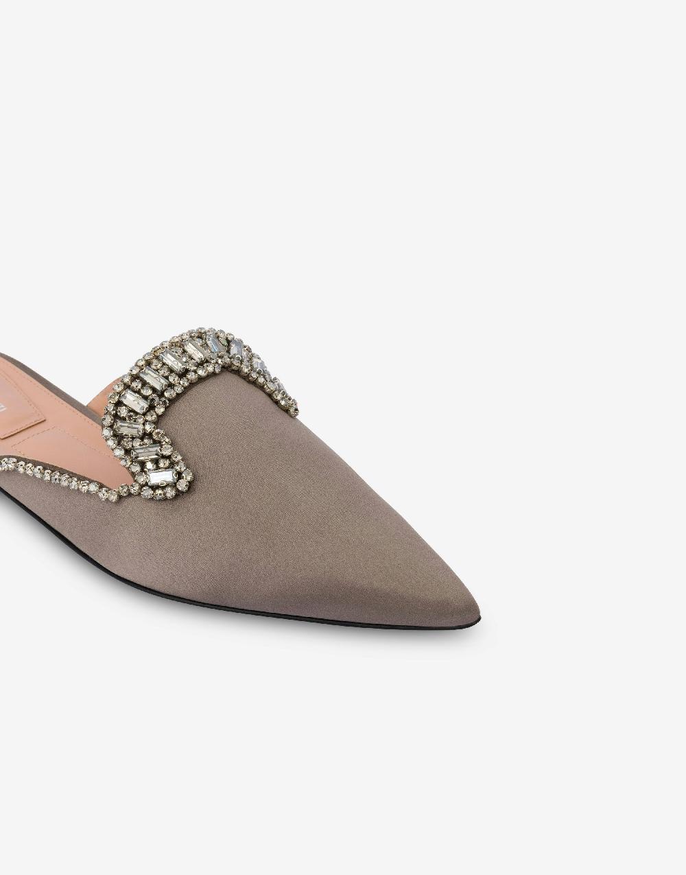 Alberta Ferretti Mia Mule in raso con ricamo effetto gioiello Spedizione Gratuita