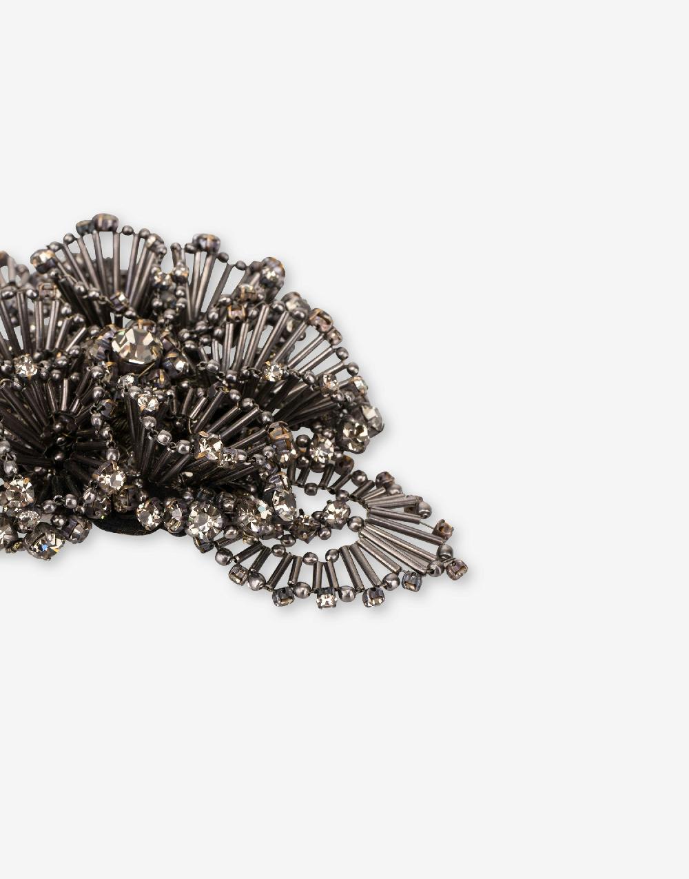 Alberta Ferretti Spilla bijoux a fiore argento con pietre e perline Sottocosto