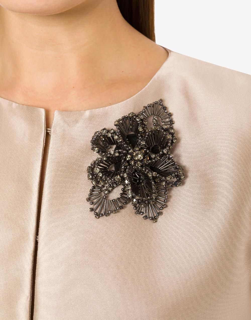 Alberta Ferretti Spilla bijoux a fiore argento con pietre e perline Sottocosto
