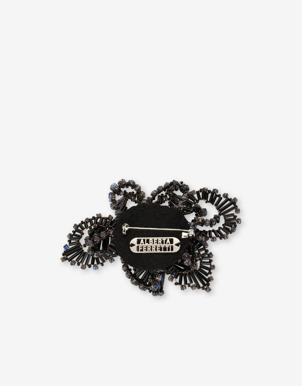 Alberta Ferretti Spilla bijoux a fiore blu con pietre e perline Convenienza
