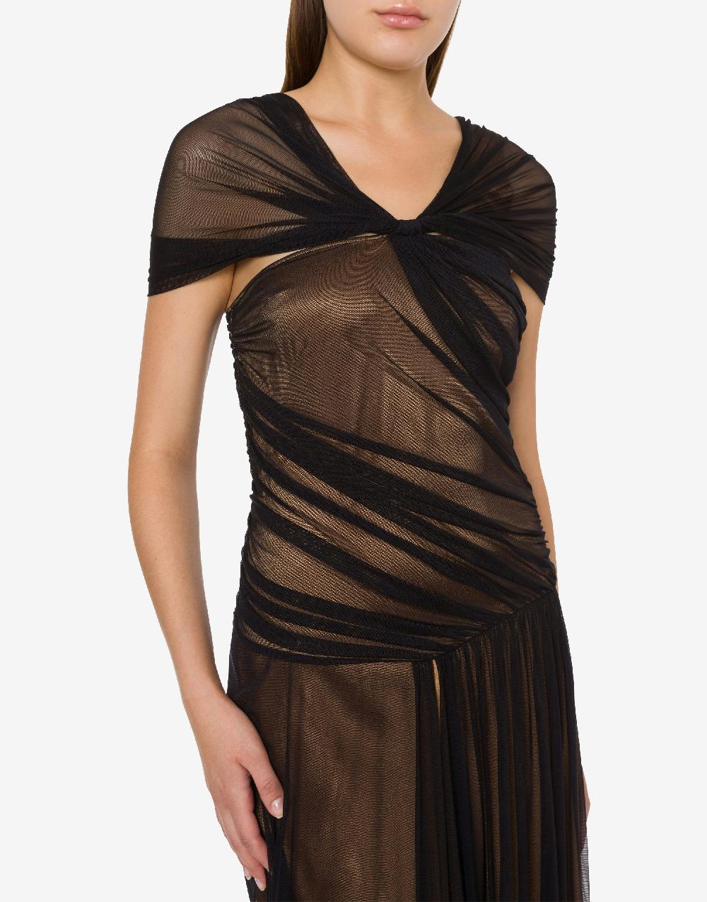 Alberta Ferretti Abito lungo in tulle stretch e raso Economico