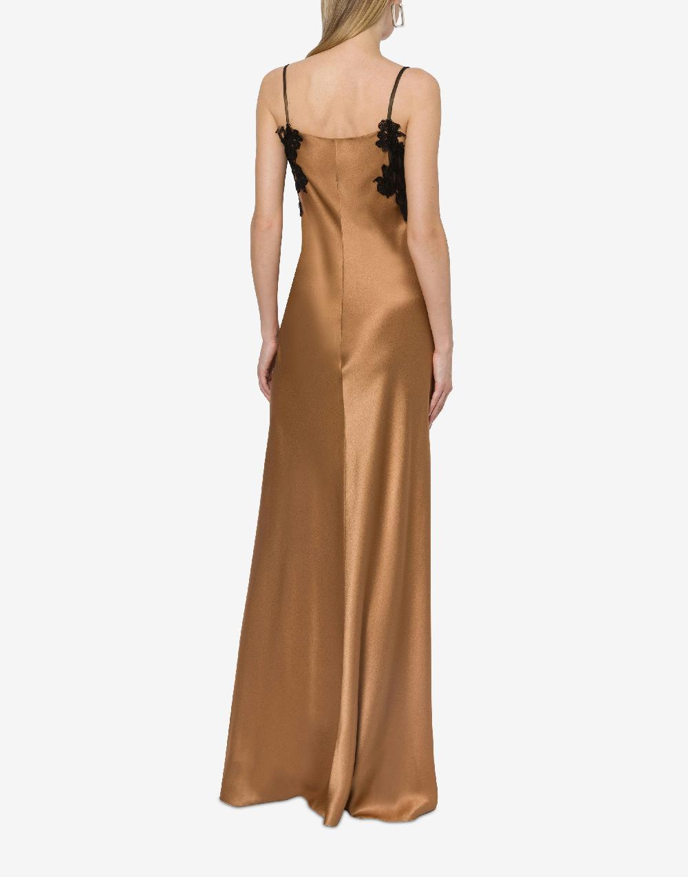 Alberta Ferretti Abito in raso con tulle e pizzo Online