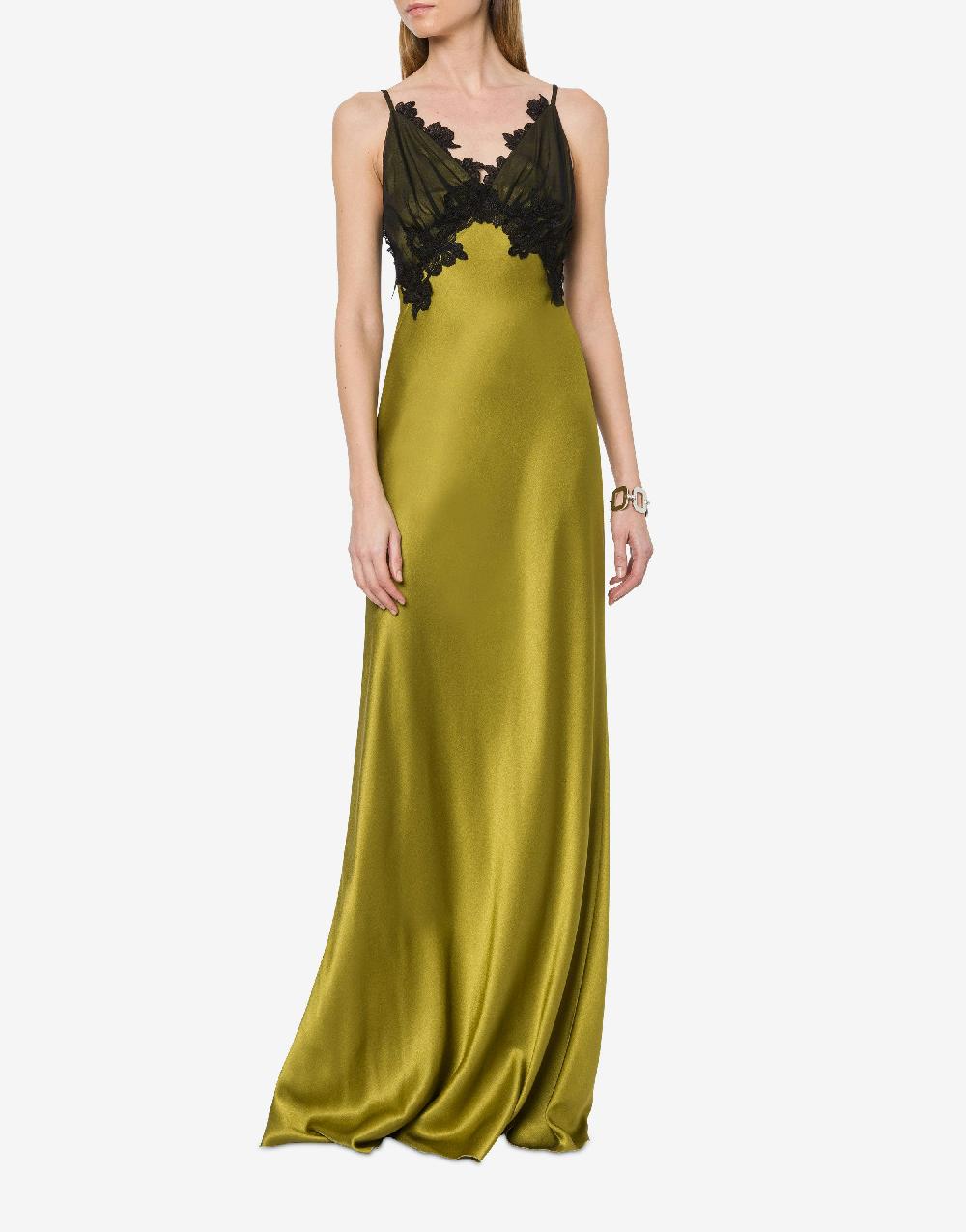 Alberta Ferretti Abito in raso con tulle e pizzo Outlet