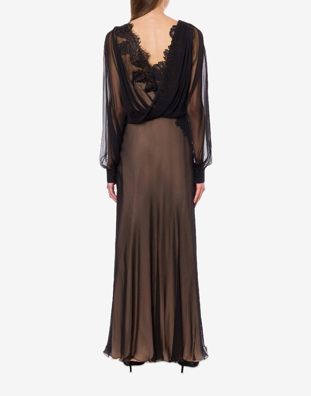 Alberta Ferretti Abito in chiffon organico con pizzo Vendita Calda