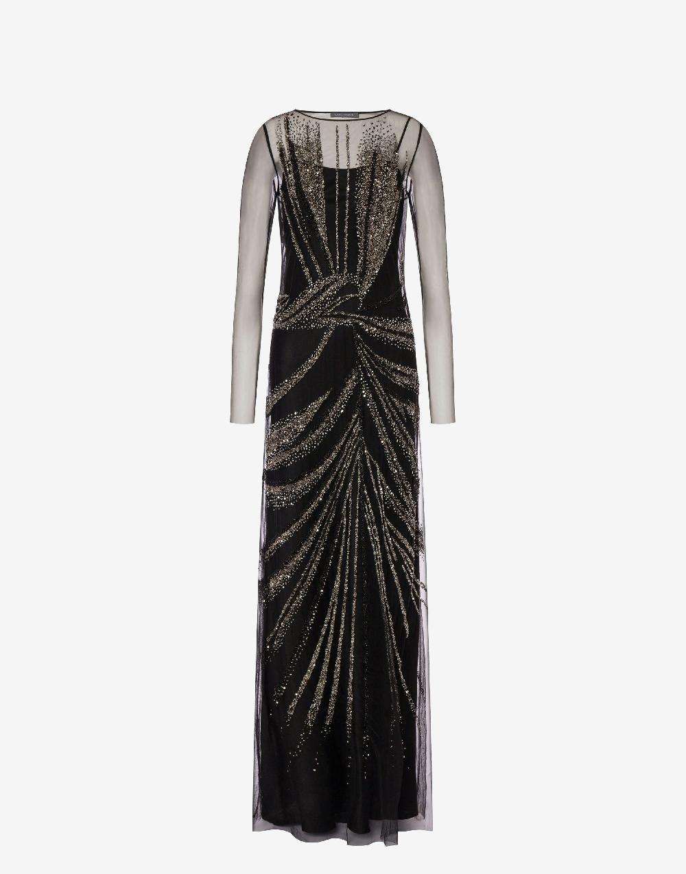 Alberta Ferretti Abito in tulle con ricamo drappeggio