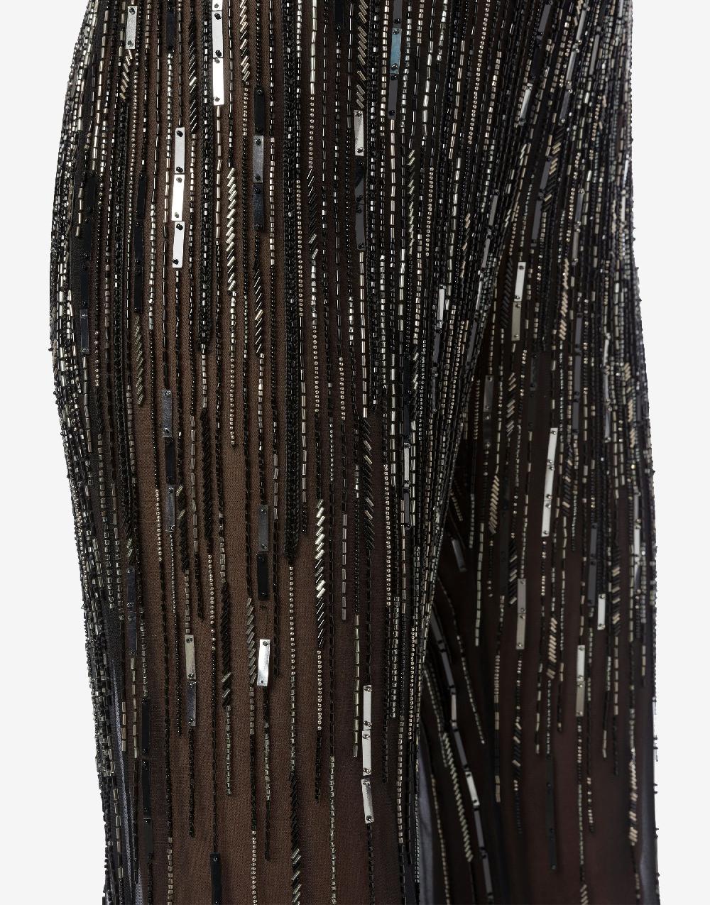 Alberta Ferretti Pantalone con flare perline e paillettes degradé Nuova