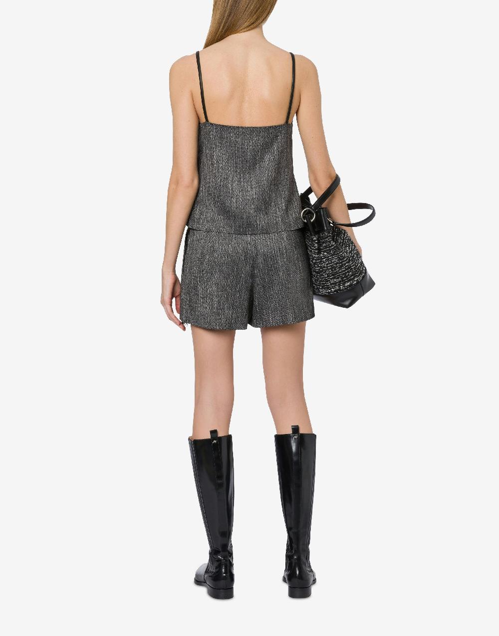 Alberta Ferretti Short in chevron e tessuto nappato con pizzo 2025