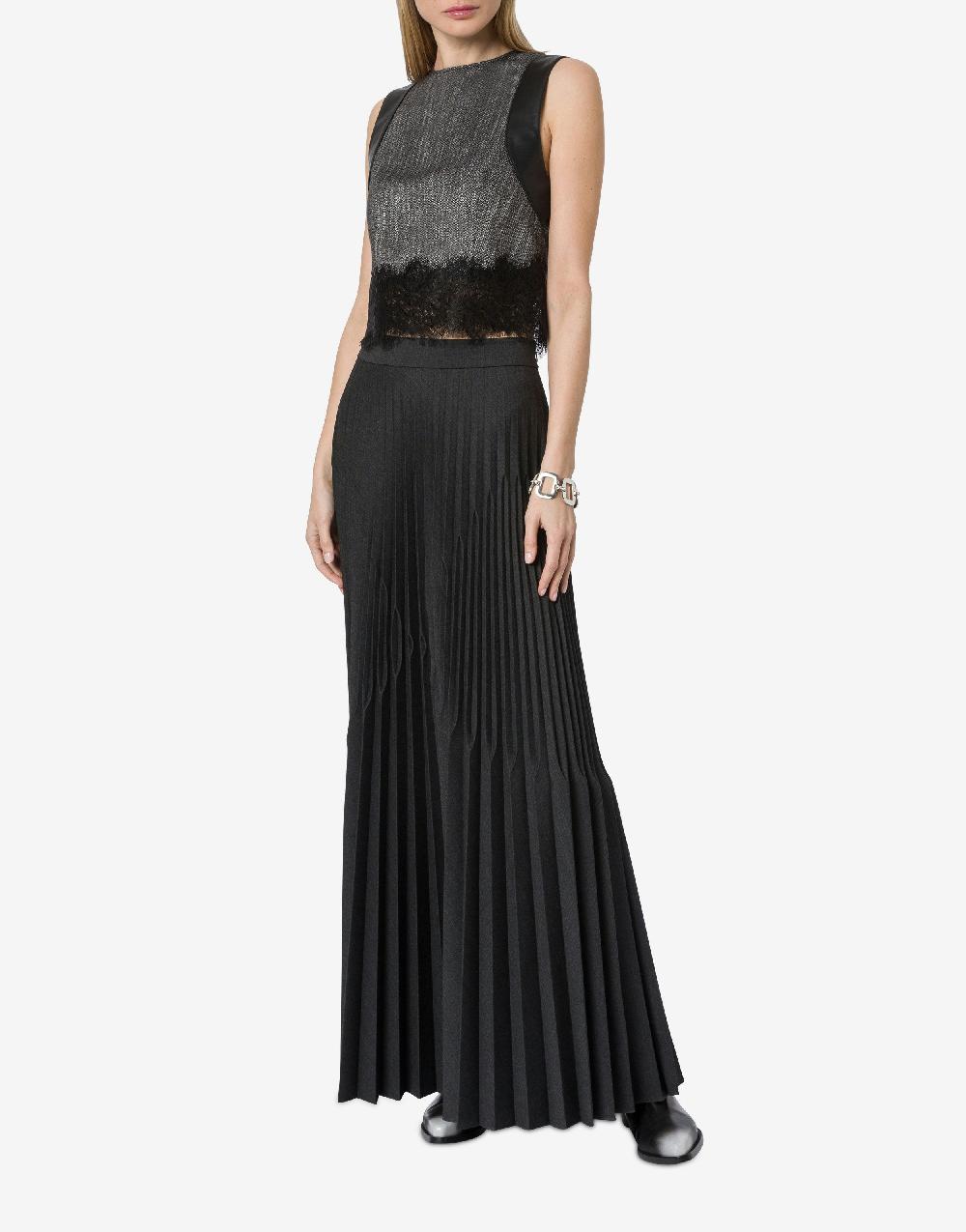 Alberta Ferretti Crop top in chevron con pizzo 2025