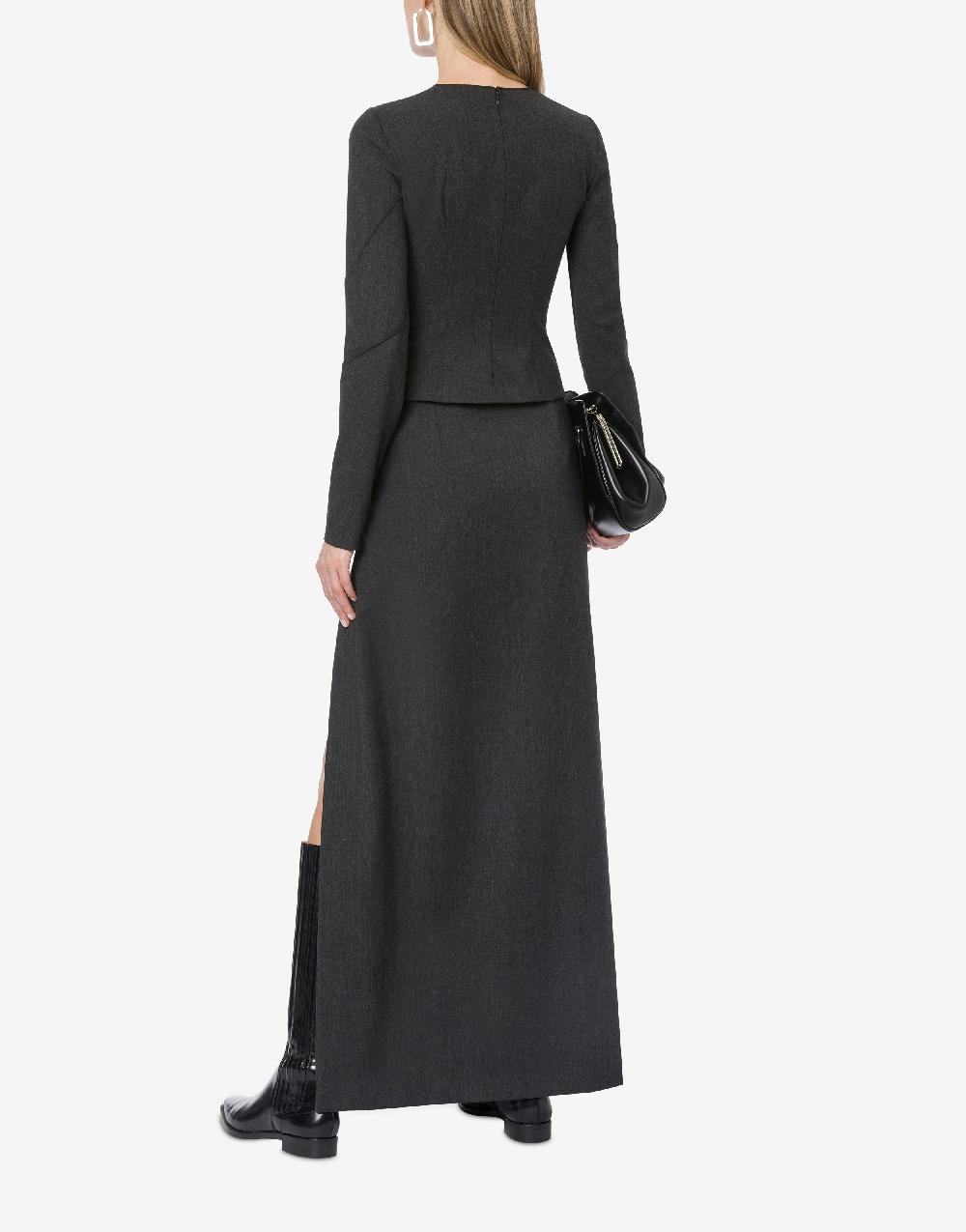 Alberta Ferretti Gonna in twill di lana stretch con spacco Qualità