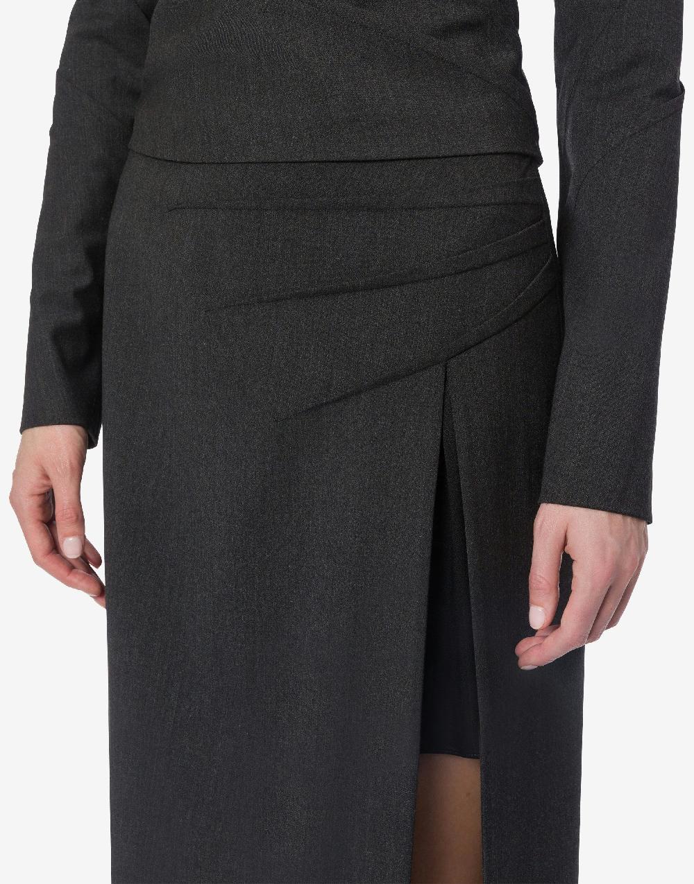 Alberta Ferretti Gonna in twill di lana stretch con spacco Qualità