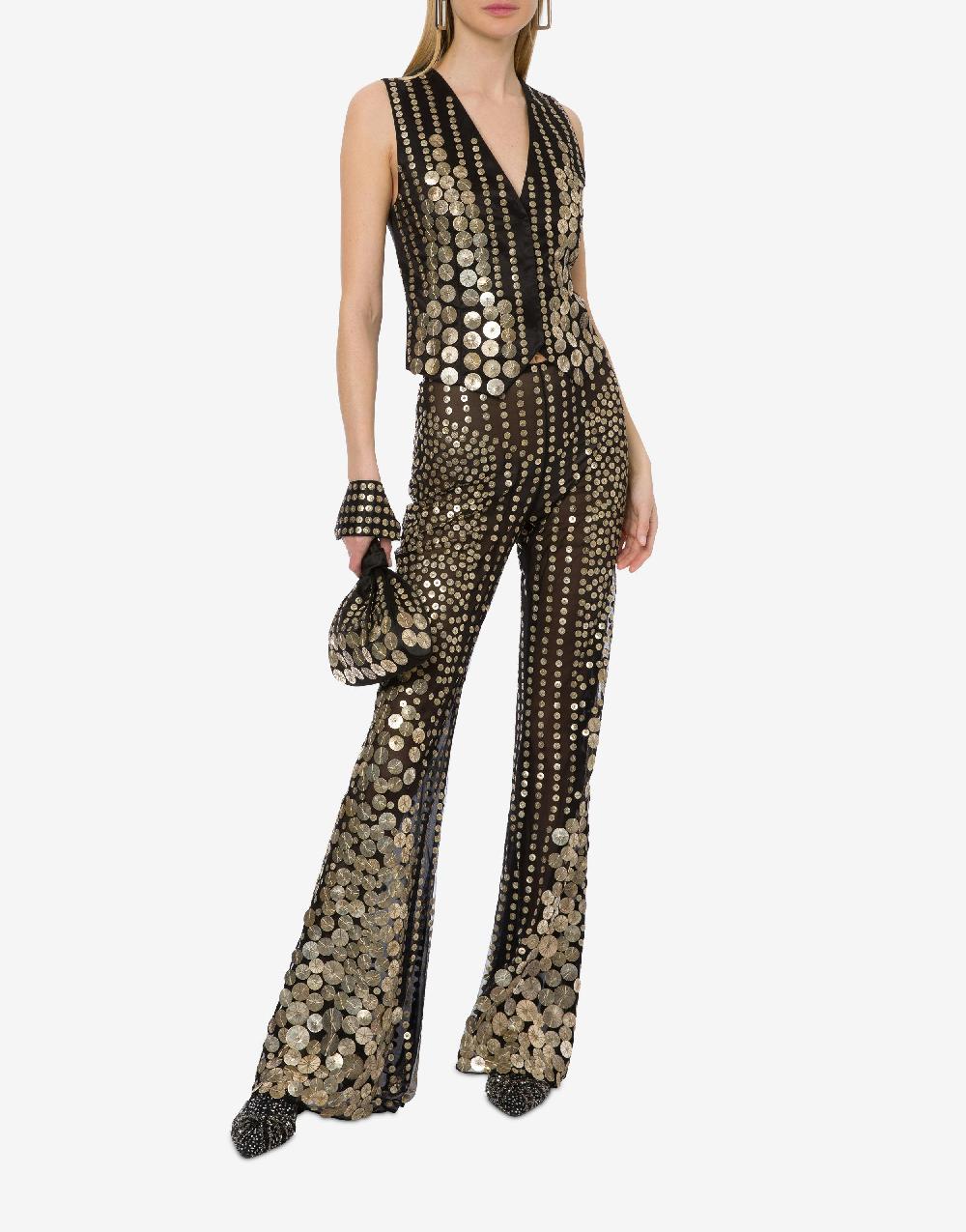 Alberta Ferretti Pantalone flare con ricamo medaglie Spedizione Gratuita