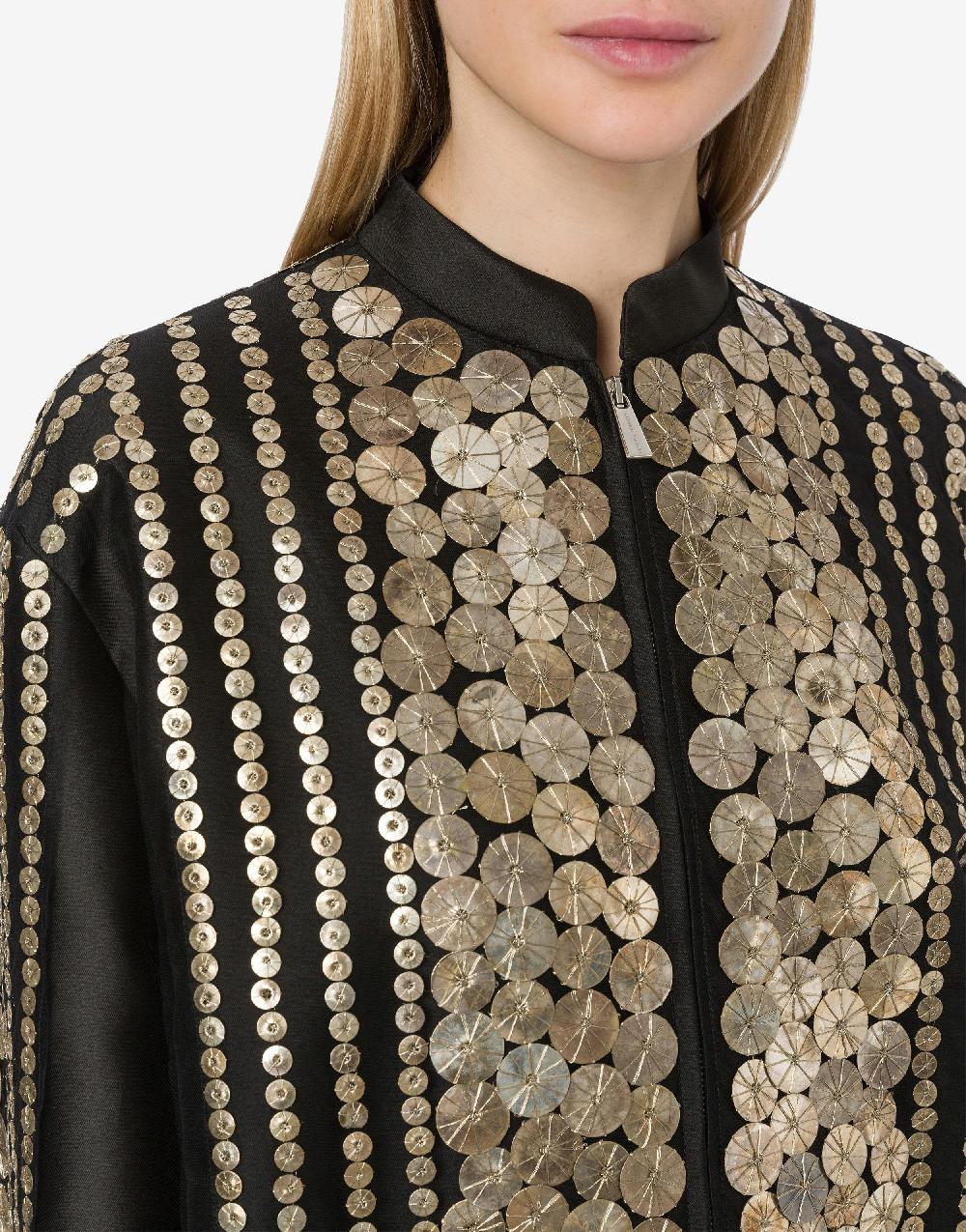 Alberta Ferretti Bomber in mikado con ricamo medaglie Soddisfazione Garantita