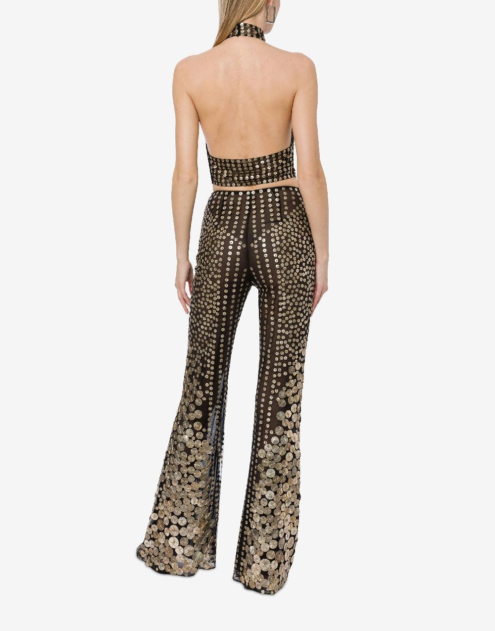 Alberta Ferretti Crop top in tulle con ricamo medaglie Qualità Garantita