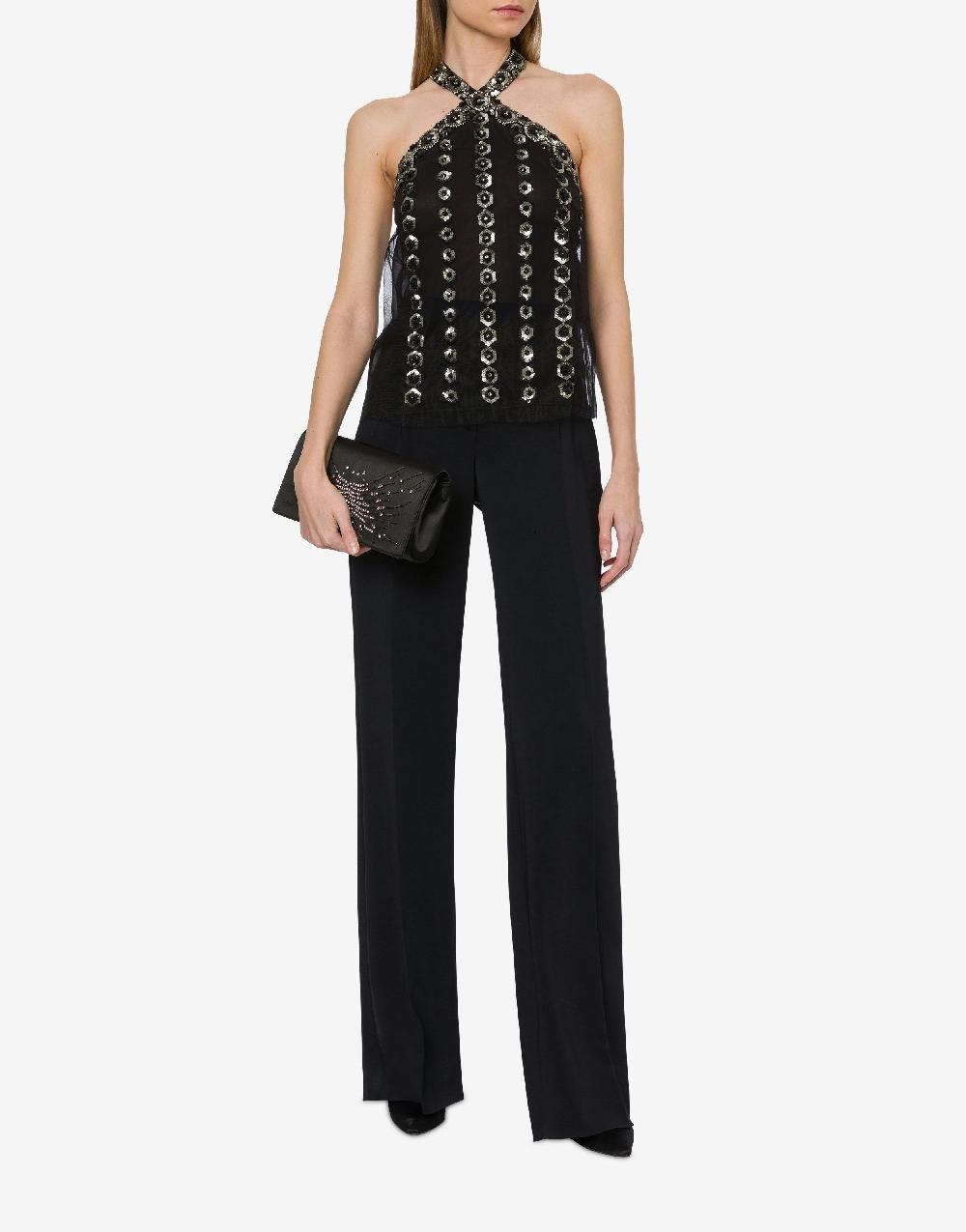 Alberta Ferretti Top in tulle con ricamo geometrico Acquista Ora