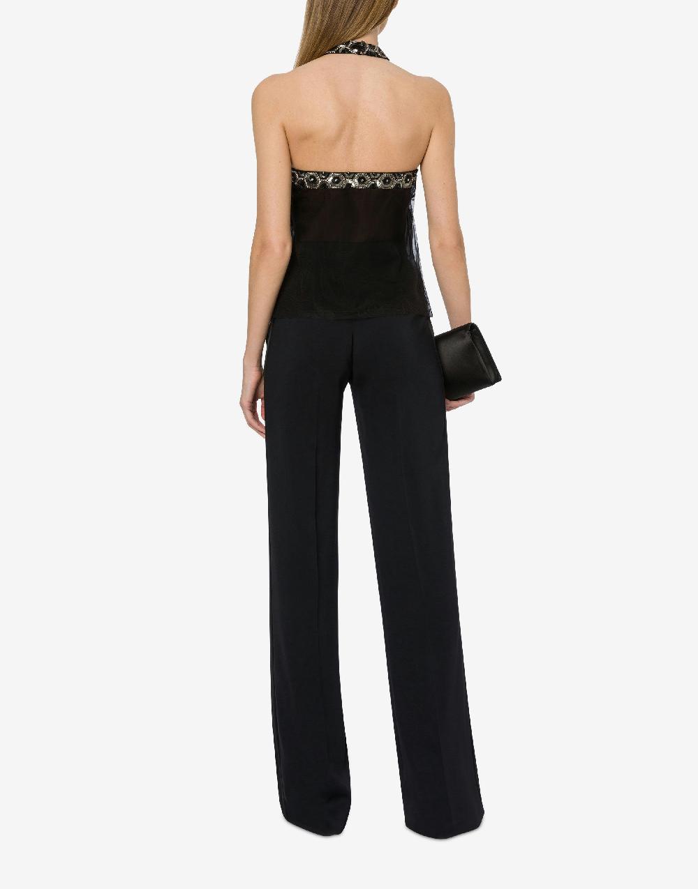 Alberta Ferretti Top in tulle con ricamo geometrico Acquista Ora