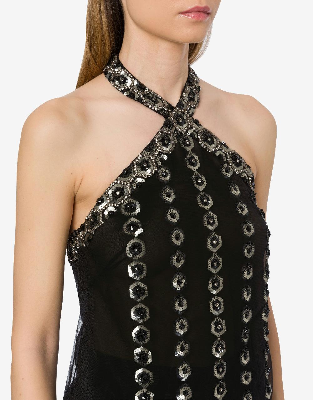 Alberta Ferretti Top in tulle con ricamo geometrico Acquista Ora