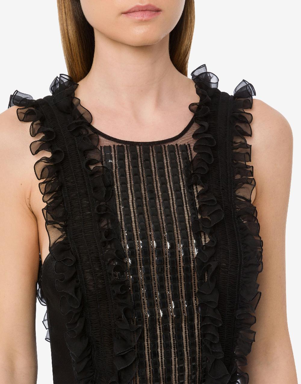 Alberta Ferretti Top in chiffon organico con colletto staccabile Consegna Veloce