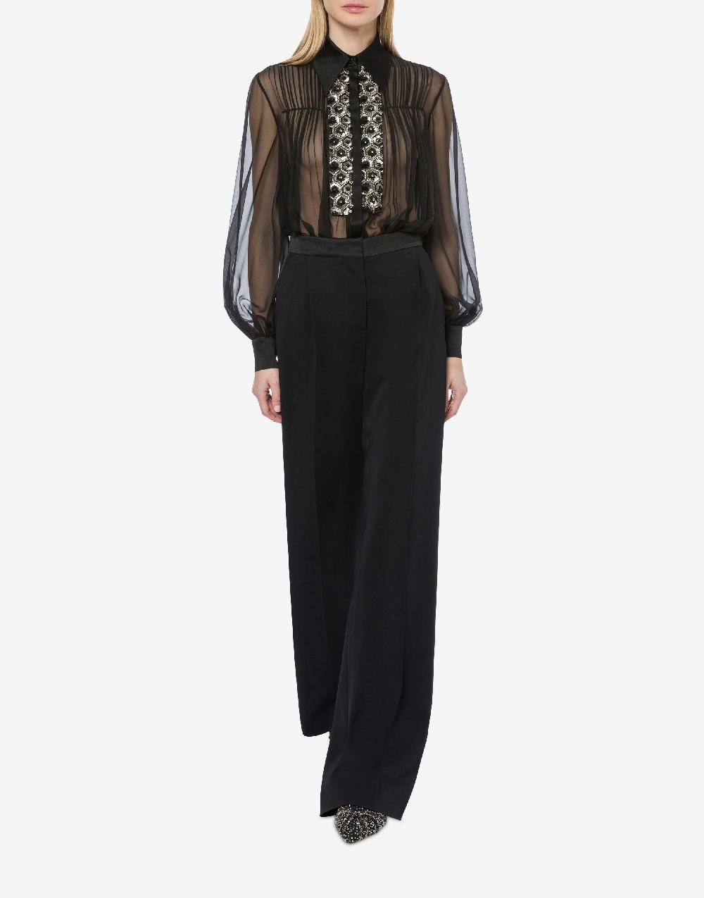 Alberta Ferretti Camicia in chiffon organico con paillettes e perline Affare Del Giorno