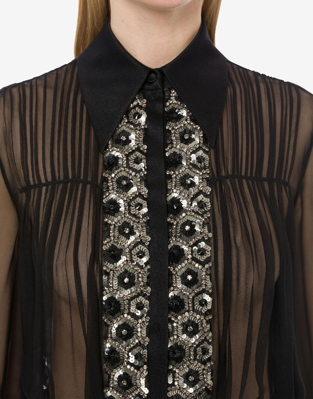Alberta Ferretti Camicia in chiffon organico con paillettes e perline Affare Del Giorno