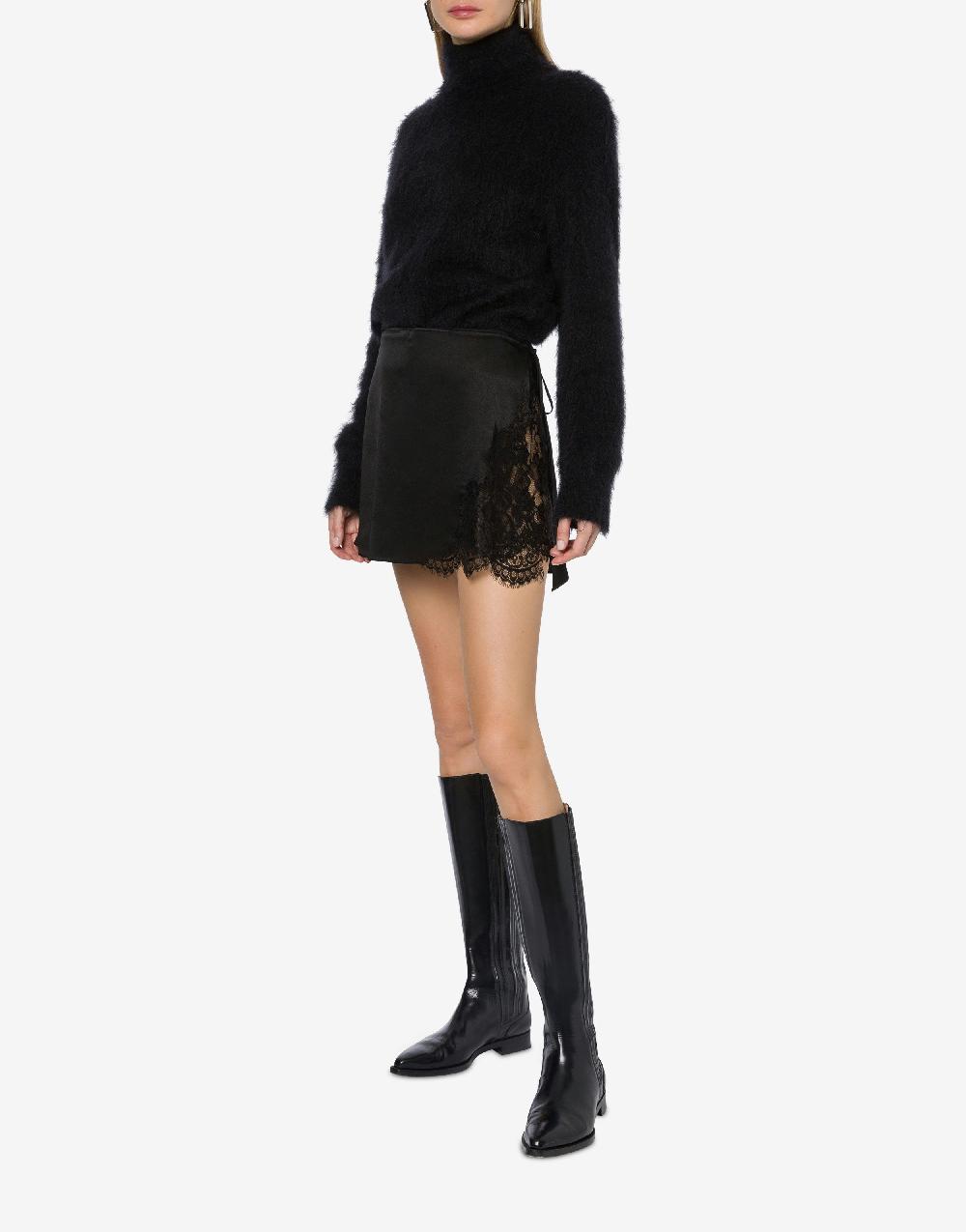 Alberta Ferretti Minigonna in raso con pizzo Presa