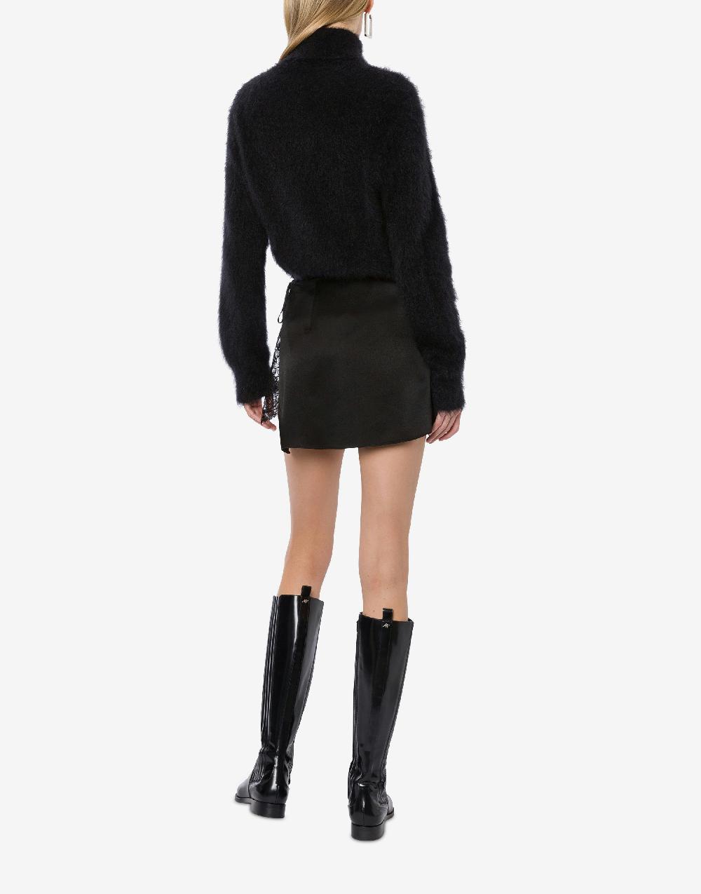 Alberta Ferretti Minigonna in raso con pizzo Presa