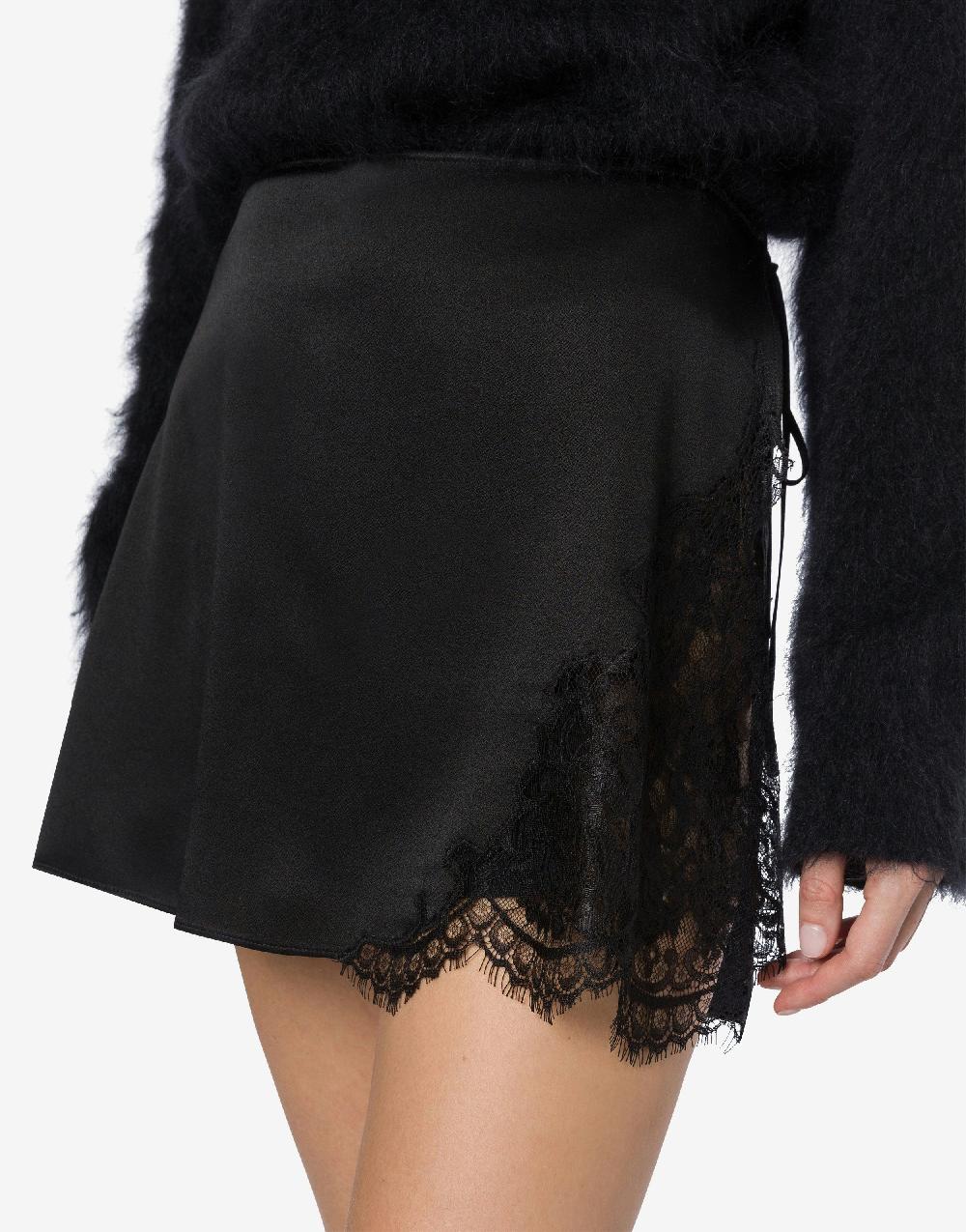 Alberta Ferretti Minigonna in raso con pizzo Presa