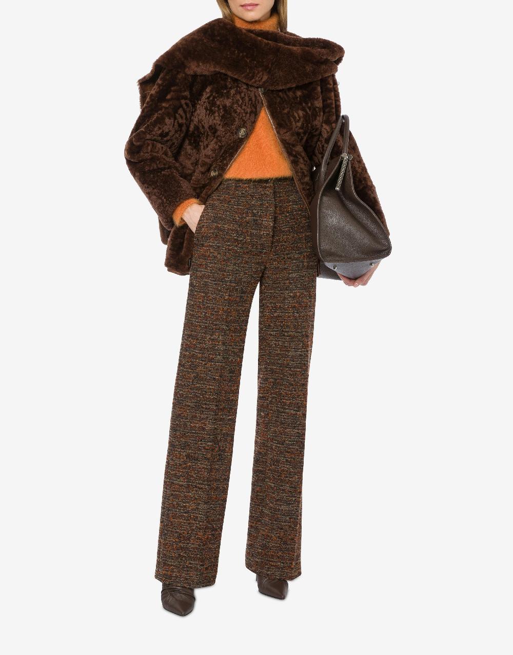 Alberta Ferretti Montone reversibile in shearling lucido con sciarpa Economico