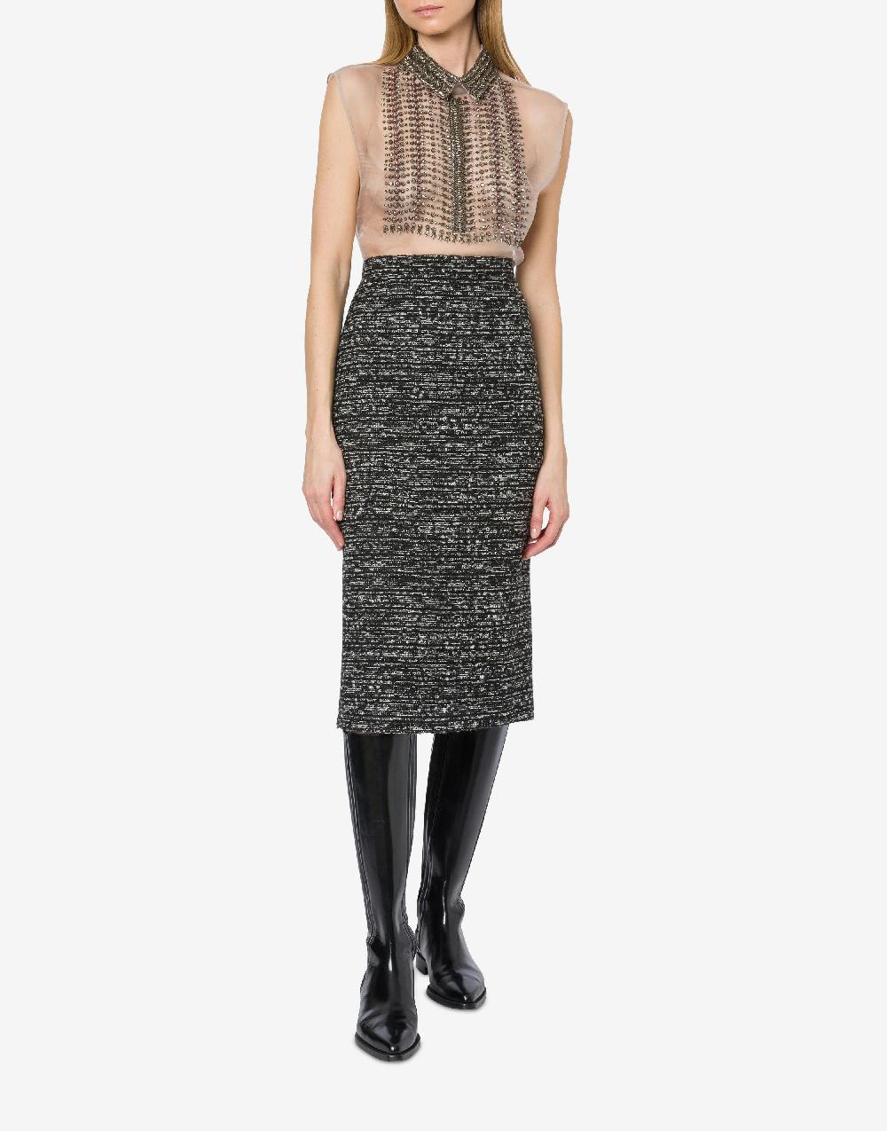 Alberta Ferretti Gonna midi in tweed bottonato In Saldo