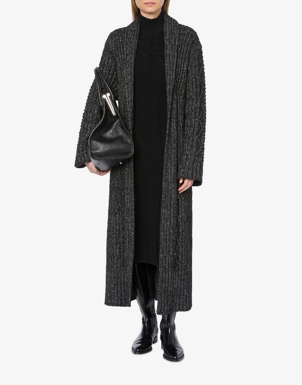 Alberta Ferretti Cardigan lungo in fettuccia lana cotone Italy