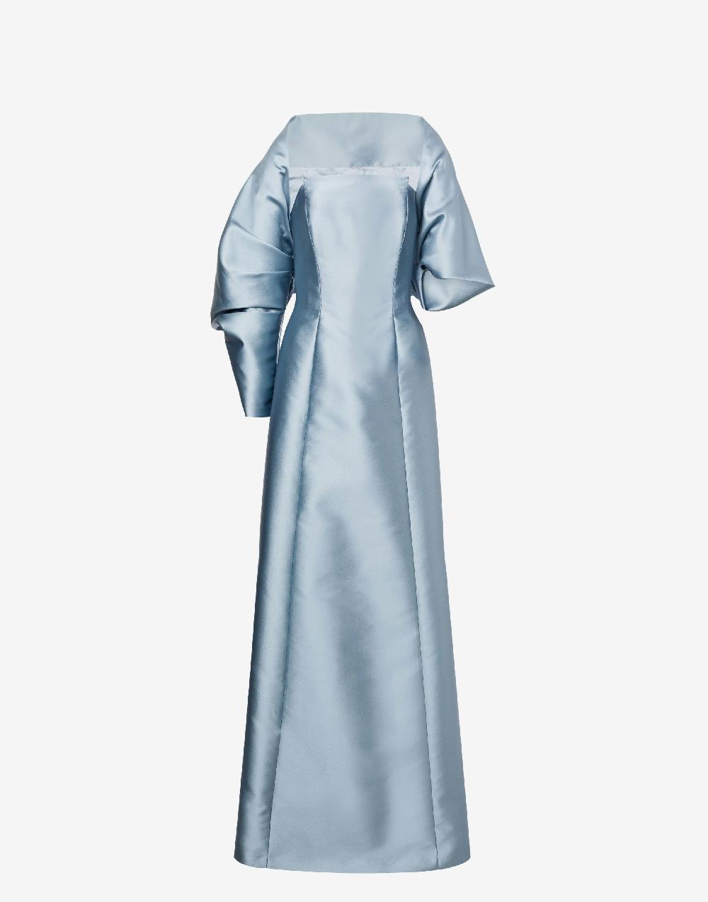 Alberta Ferretti Abito lungo in mikado con coprispalle