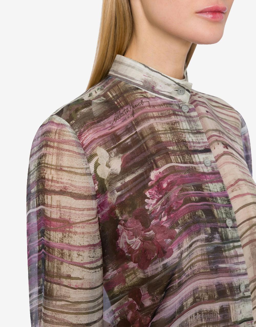 Alberta Ferretti Camicia in chiffon con stampa Dripping Roses In Linea