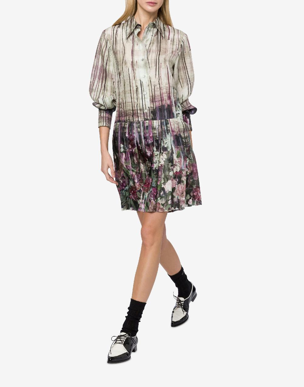 Alberta Ferretti Abito in habotai con stampa Dripping Roses Qualità