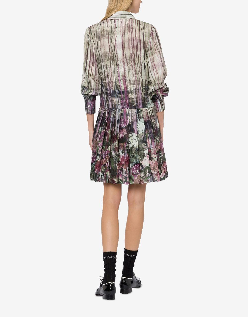 Alberta Ferretti Abito in habotai con stampa Dripping Roses Qualità