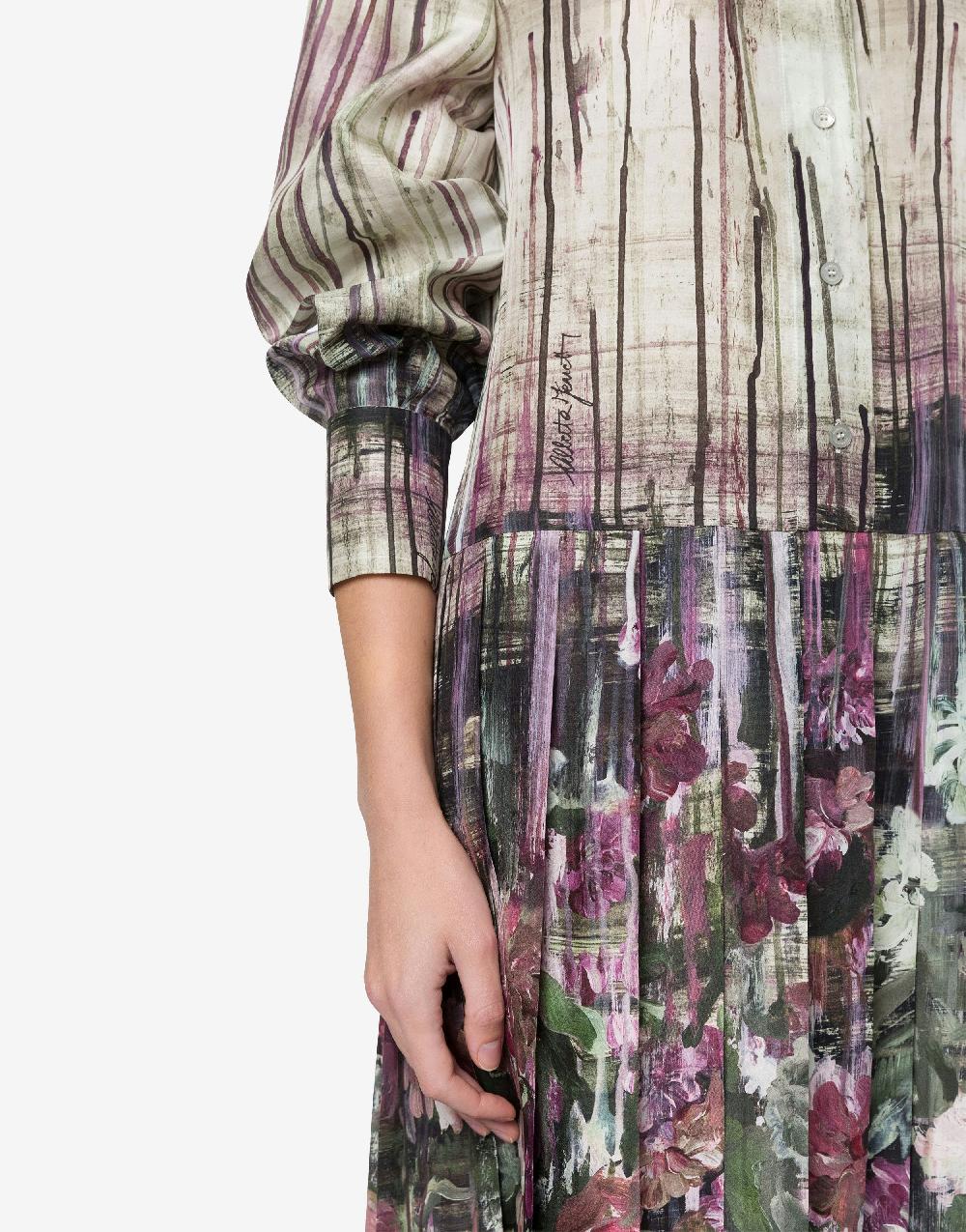 Alberta Ferretti Abito in habotai con stampa Dripping Roses Qualità