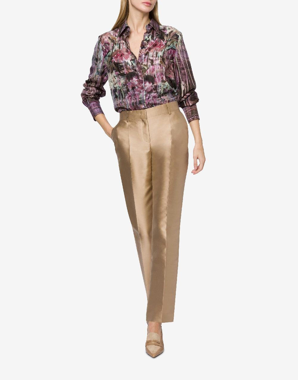 Alberta Ferretti Camicia in habotai con stampa Dripping Roses Vendita