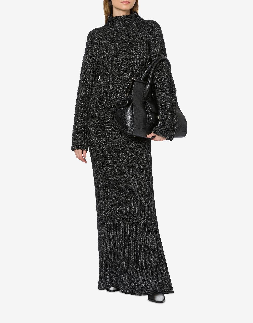 Alberta Ferretti Gonna lunga in fettuccia di lana cotone Promozione