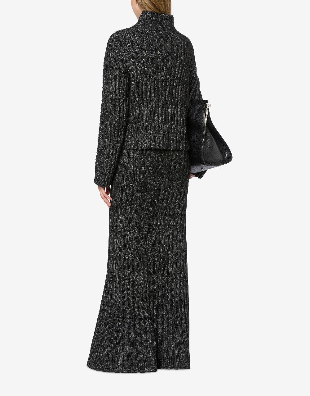 Alberta Ferretti Gonna lunga in fettuccia di lana cotone Promozione