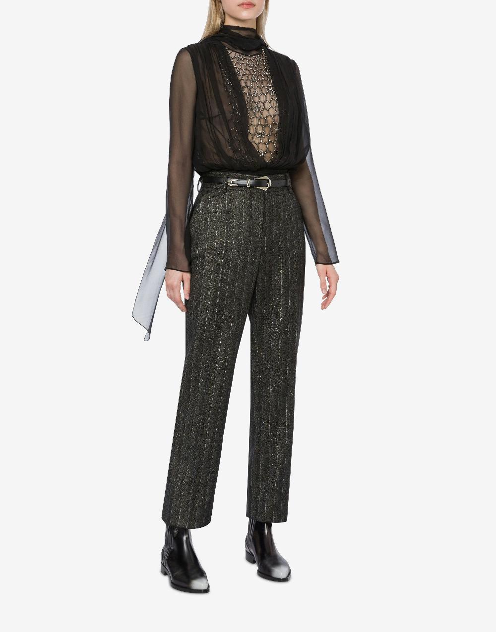Alberta Ferretti Pantalone in gessato lurex Spedizione Gratuita