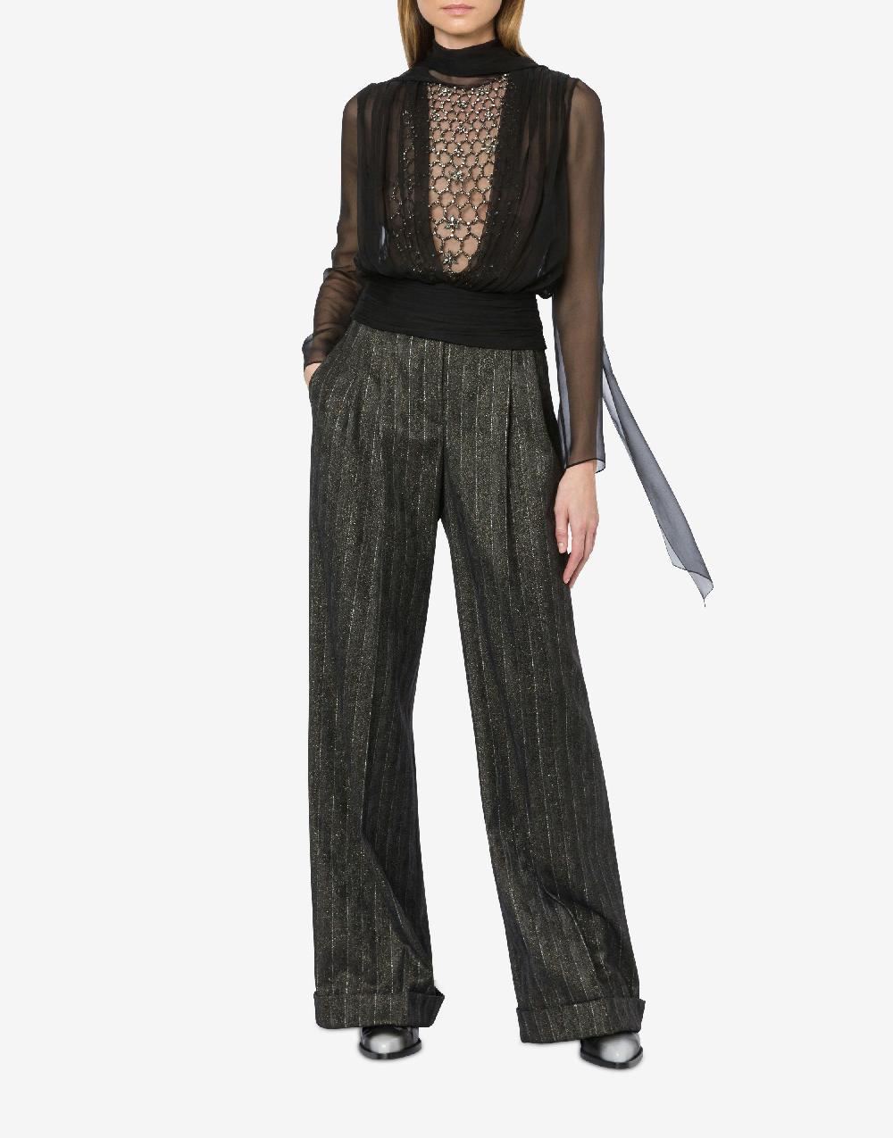 Alberta Ferretti Pantalone in gessato lurex Pezzi Unici