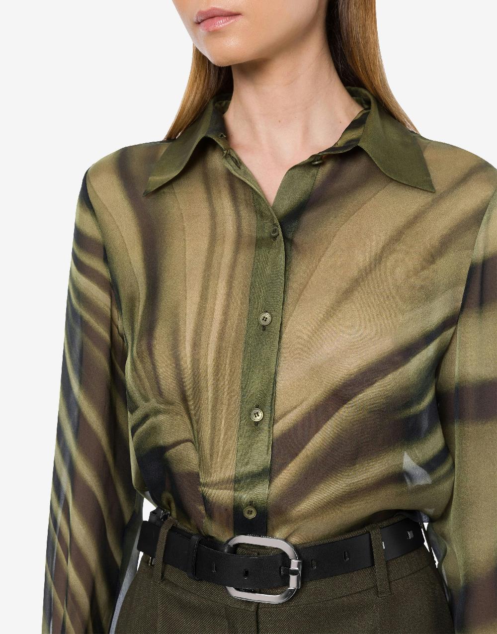 Alberta Ferretti Camicia in chiffon con stampa Drappeggio Acquista Ora