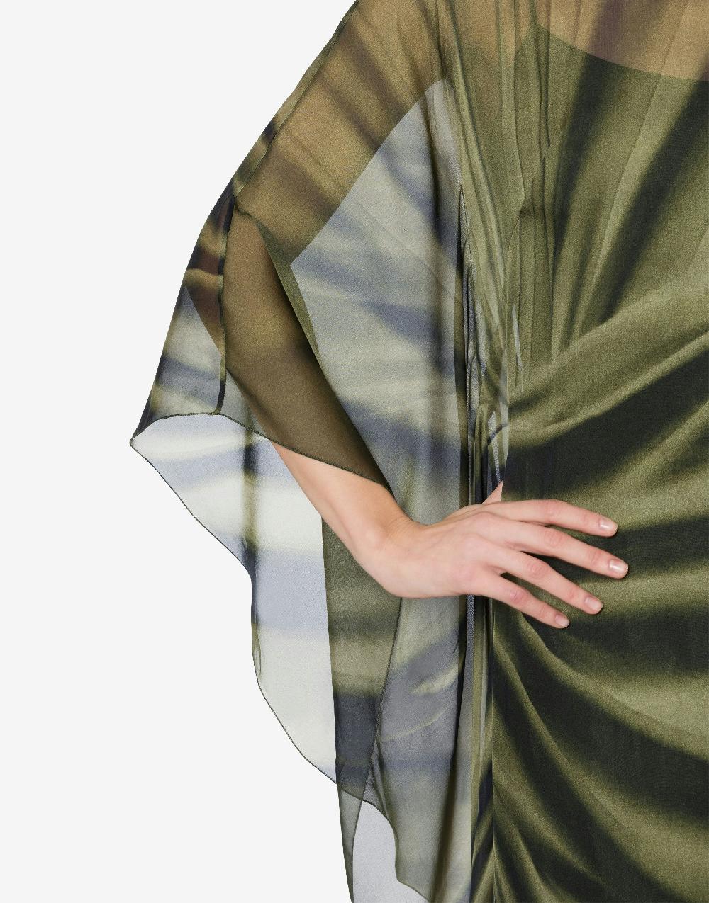 Alberta Ferretti Abito lungo in chiffon con stampa drappeggio Sottocosto