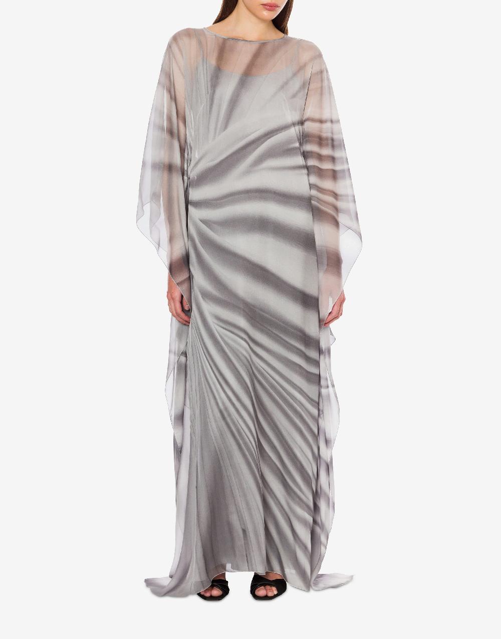 Alberta Ferretti Abito lungo in chiffon con stampa drappeggio Hotsell